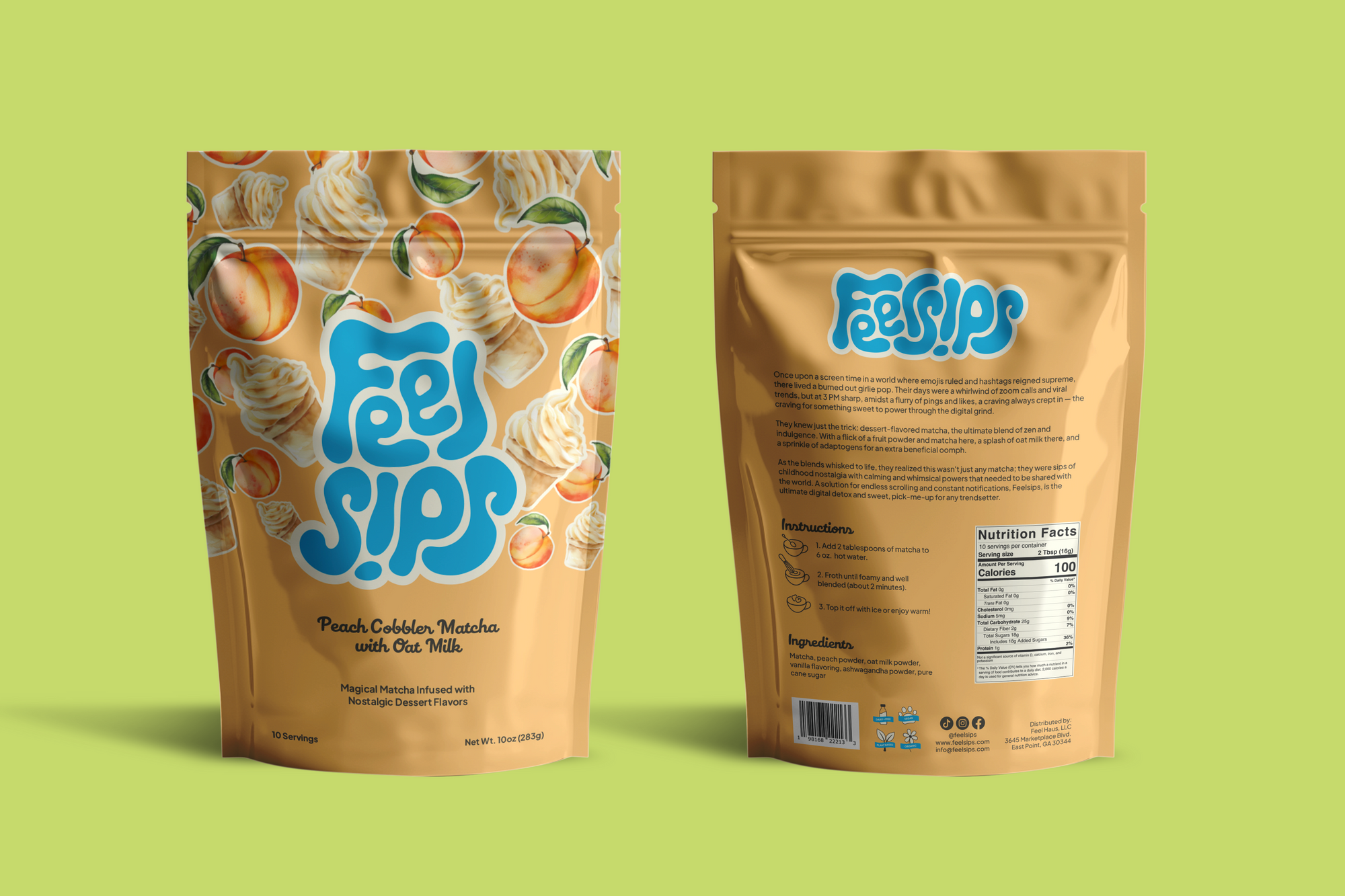 Peach Cobbler Matcha with Oat Milk