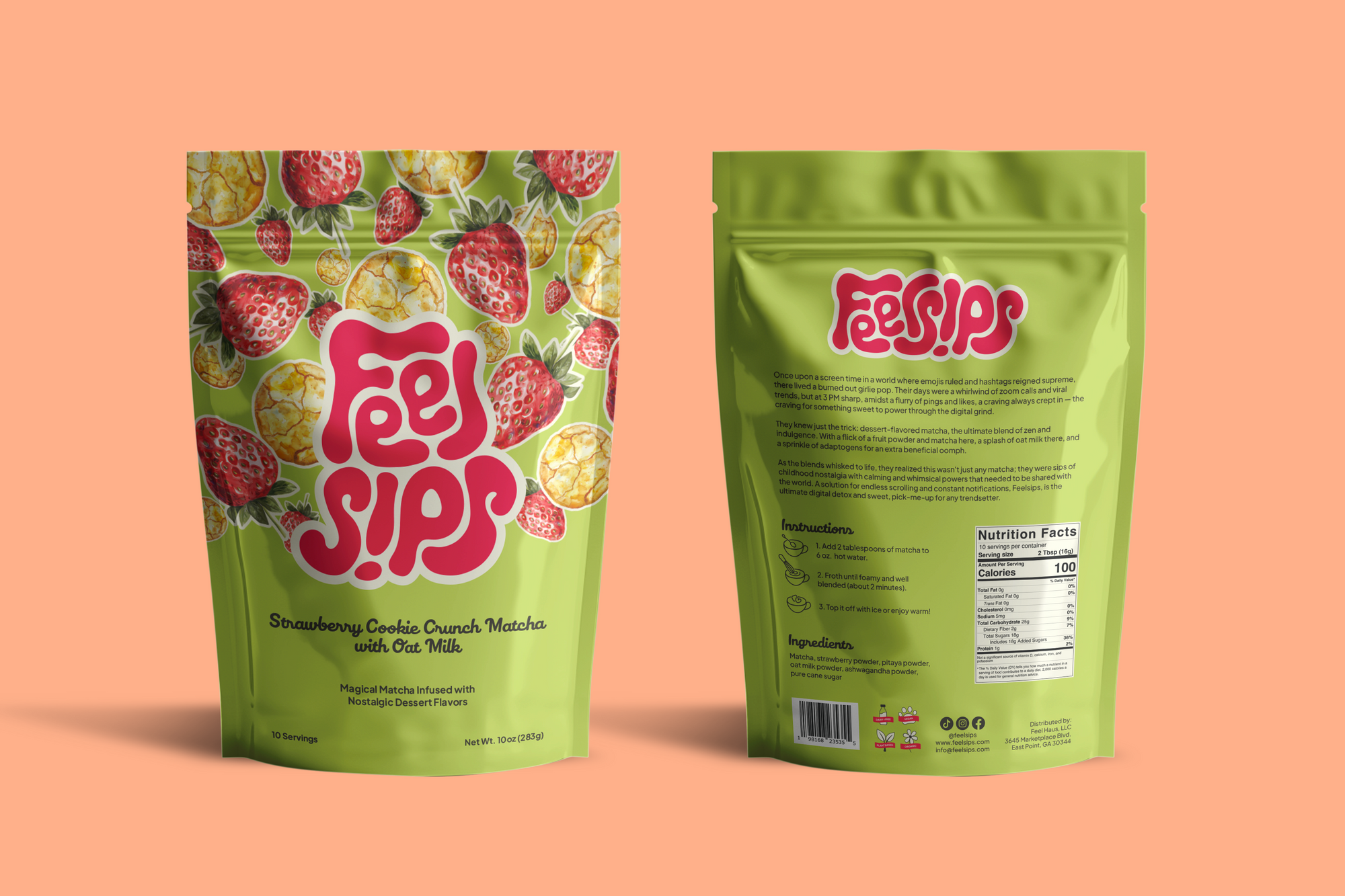 Strawberry Cookie Crunch Matcha with Oat Milk